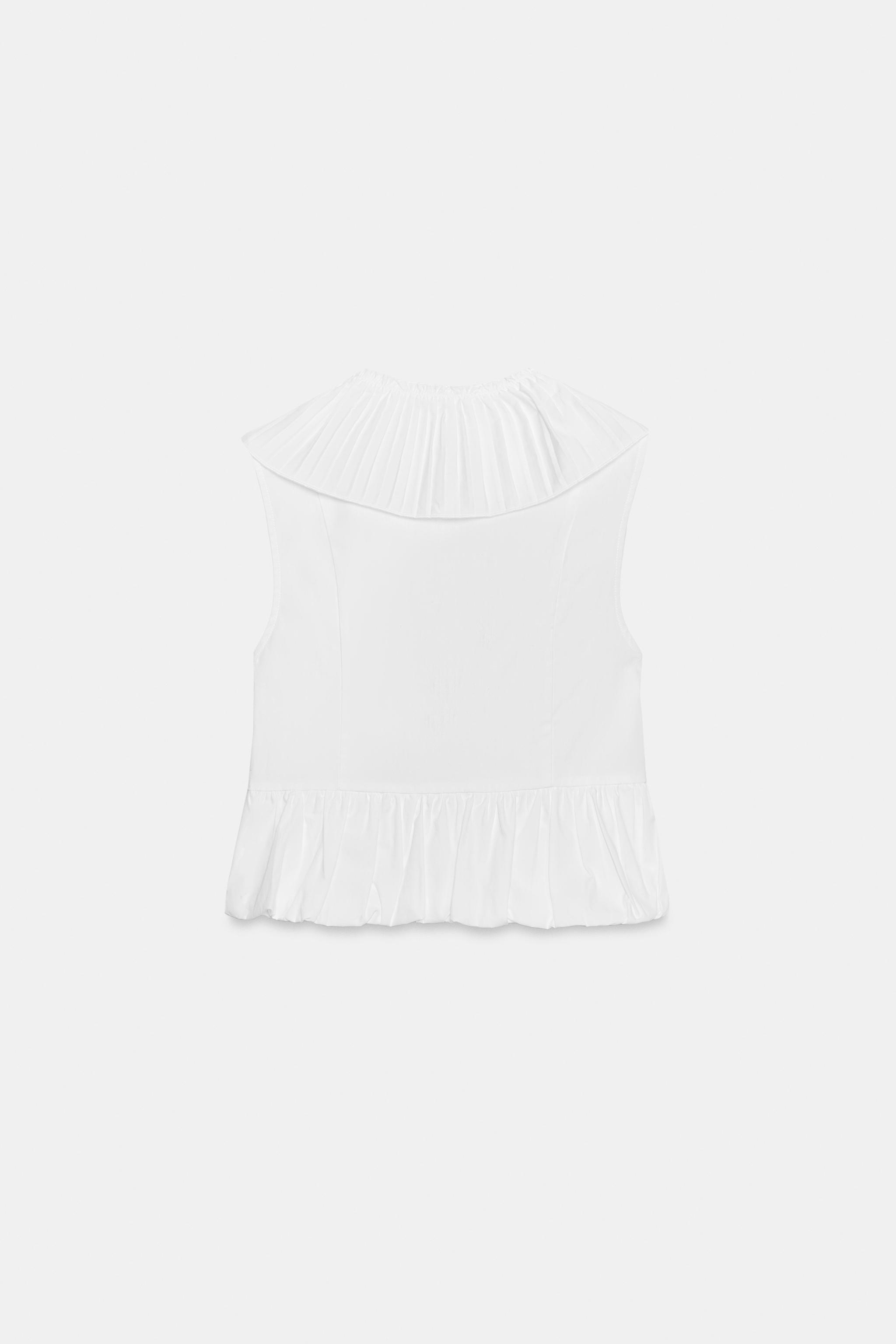 PLEATED RUFFLE BOW TOP
